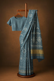 Gunmetal Grey Handcrafted Bandhani Modal Silk Saree 10075720