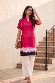 Pink Batik Hand Painted Women Kurta 10077501