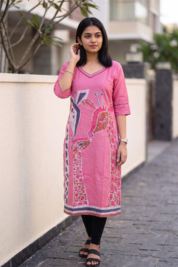 Pink Batik Hand Painted Women Kurta 10077496