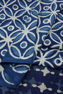 Blue Dabu Printed Cotton Salwar Suit Material - Avishya