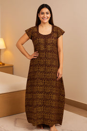 Brown Batik Printed Cotton Nightwear 10076184