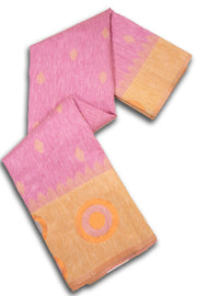 Kanjivaram Vegan Viscose Silk Pink Color Jute Style Finish 10075596