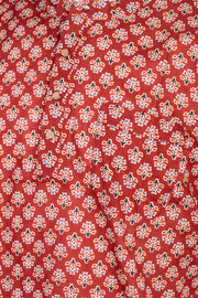 Red Ajrakh Cotton Men's Short Kurta With Front Pocket 10077154