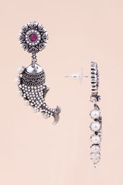 Oxidised Earring With Fish Motif 
