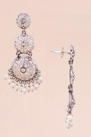 Oxidised Earring With Pearls