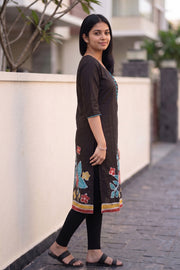 Black Batik Hand Painted Women Kurta 10077503