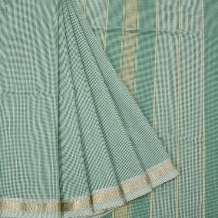 Mint Green Handloom Maheswari Silk Cotton Saree 10062607