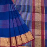 Blue Handwoven Maheshwari Silk Cotton Saree 10062621