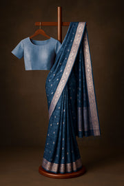 Green Handwoven Chanderi Saree 10075513