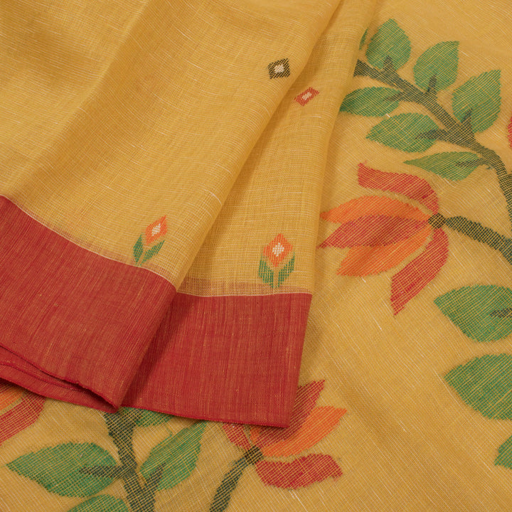 Handloom Bengal Jamdani Linen Saree 10055197