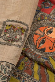 Hand Painted Madhubani Bhagalpur Tussar Silk Saree 10057650