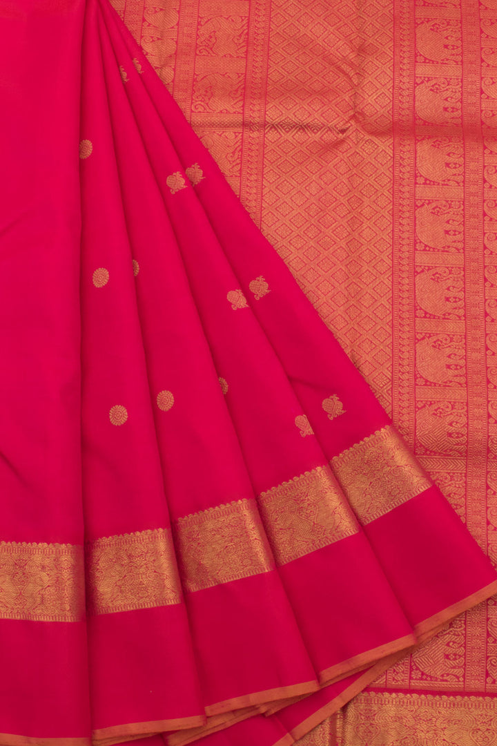 Handloom Pure Zari Bridal Kanjivaram Silk Saree with Mayil Chakram Motifs and Yazhi Border