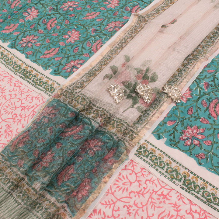 Sanganeri Hand Block Printed Cotton Salwar Suit Material 10056580