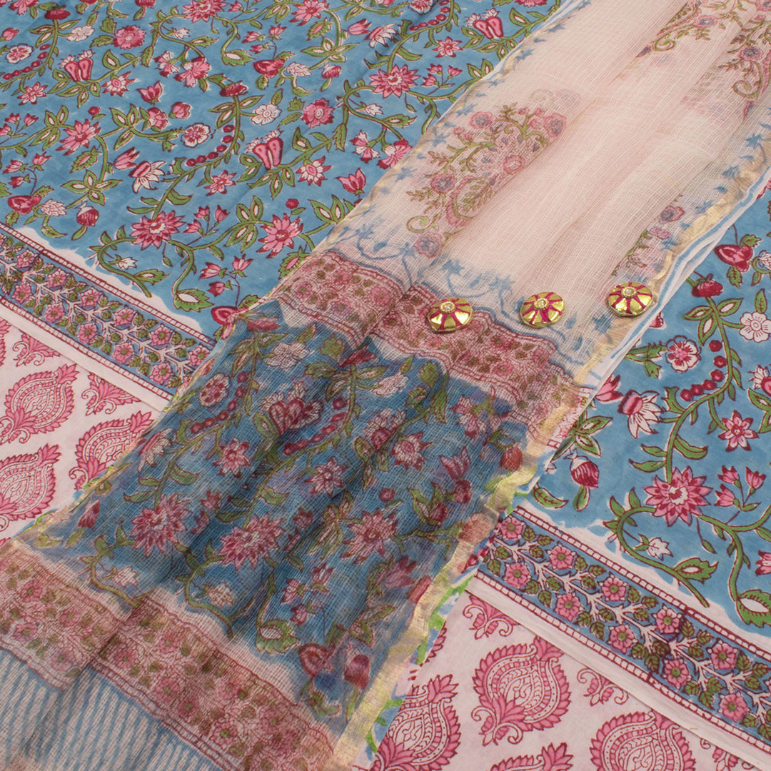 Sanganeri Hand Block Printed Cotton Salwar Suit Material 10056584