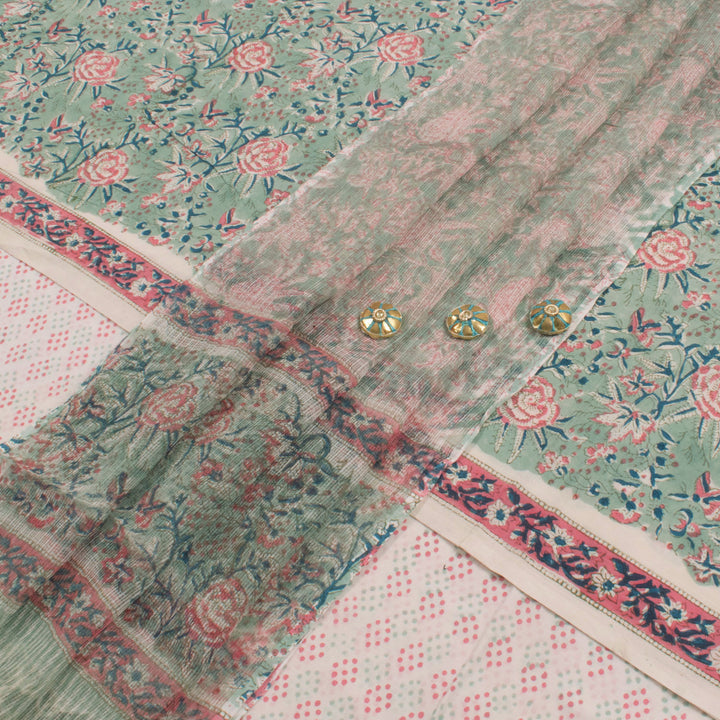 Sanganeri Hand Block Printed Cotton Salwar Suit Material 10056587