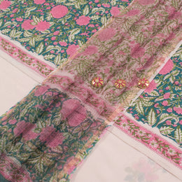 Sanganeri Hand Block Printed Cotton Salwar Suit Material 10056596