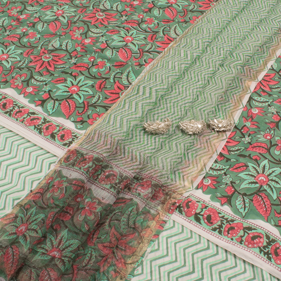 Sanganeri Hand Block Printed Cotton Salwar Suit Material 10056598