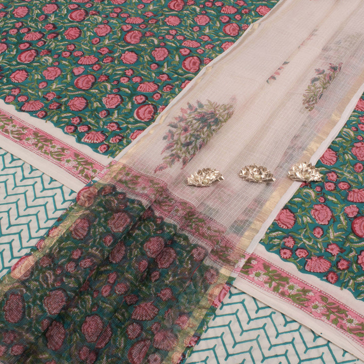 Sanganeri Hand Block Printed Cotton Salwar Suit Material 10056604