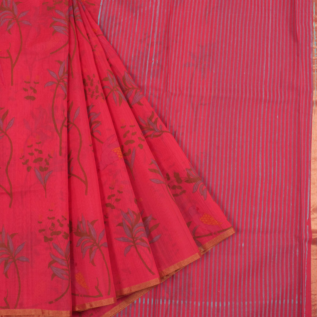 Printed Handloom Chanderi Silk Cotton Saree 10055906