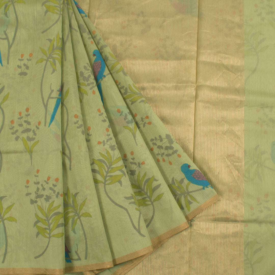 Printed Handloom Chanderi Silk Cotton Saree 10055908