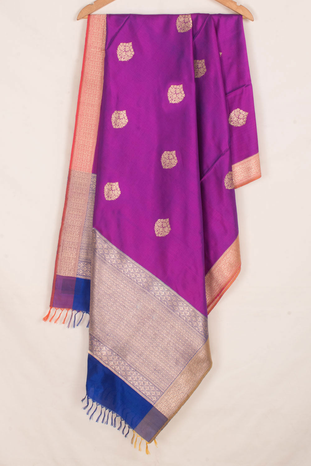 Handloom Banarasi Kadhwa Katan Silk Dupatta with Floral Zari Butis