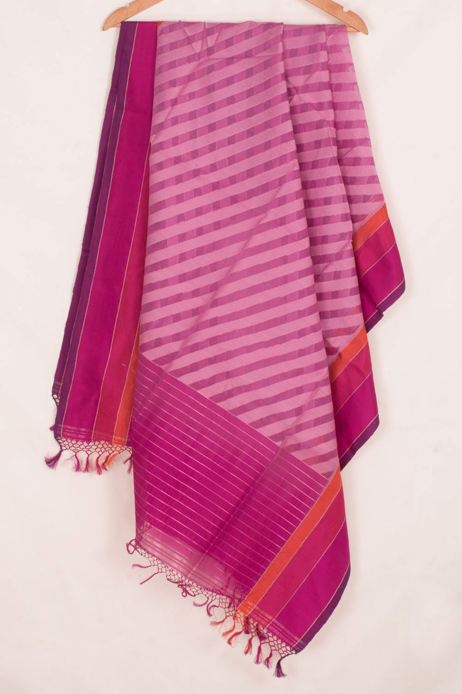 Handloom Banarasi Katrua Kora Cotton Dupatta with Stripes Design