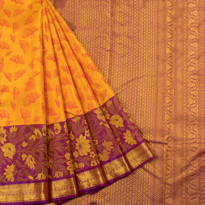 Handcrafted Pure Silk Jacquard Kanjivaram Saree with Floral Motifs 