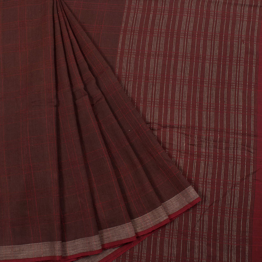 Handloom Bengal Khadi Cotton Saree with Checks Design 
