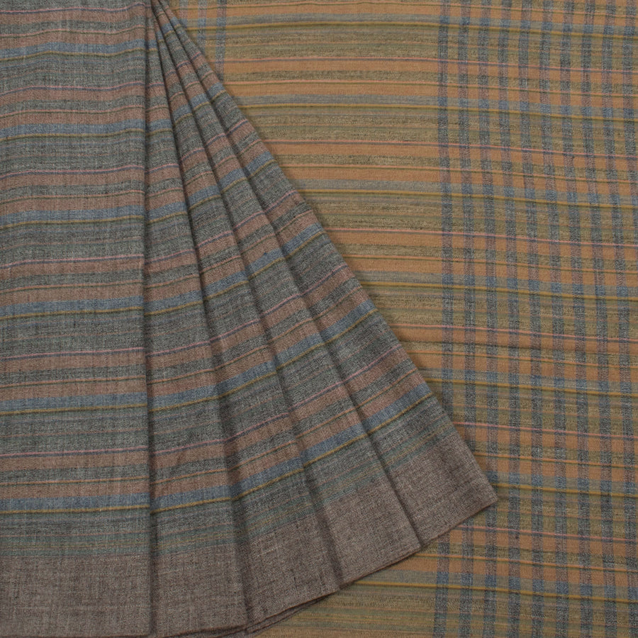 Handloom Bengal Khadi Cotton Saree with Stripes Design