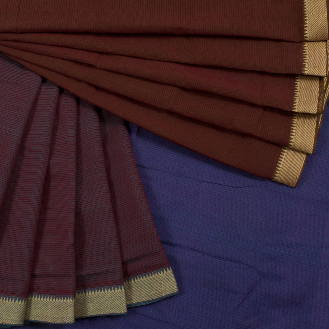 Handloom Half and Half Mangalgiri Cotton Saree with Temple Border 