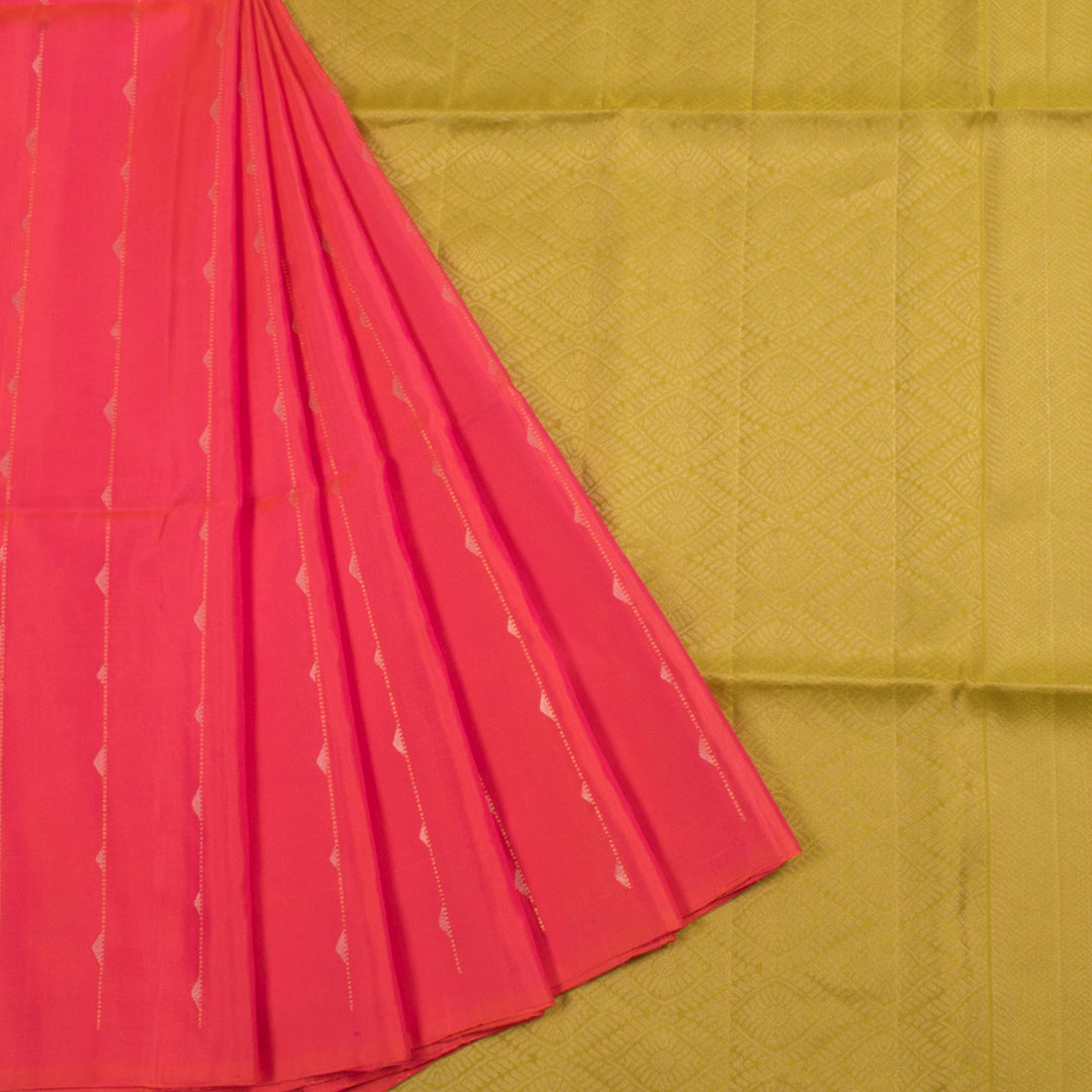 Handloom Kanjivaram Soft Silk Saree with Stripes Design and Floral Pallu 