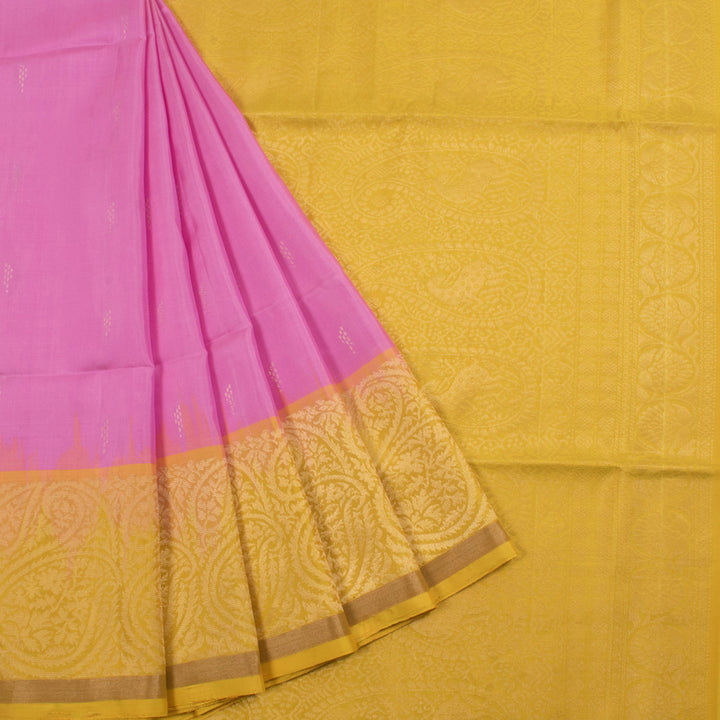 Handloom Kanjivaram Soft Silk Saree with Zari Motifs Paisley Floral Border and Deer Pallu