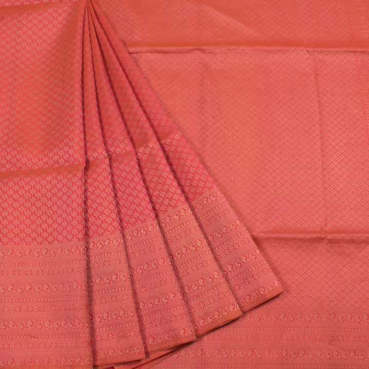 Handloom Kanjivaram Soft Silk Saree with All Over Zari Thoranam Design and Kodimalar Border