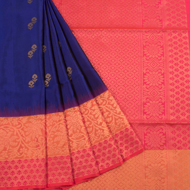 Handloom Kanjivaram Soft Silk Saree with Floral Motifs and Kodimalar Border