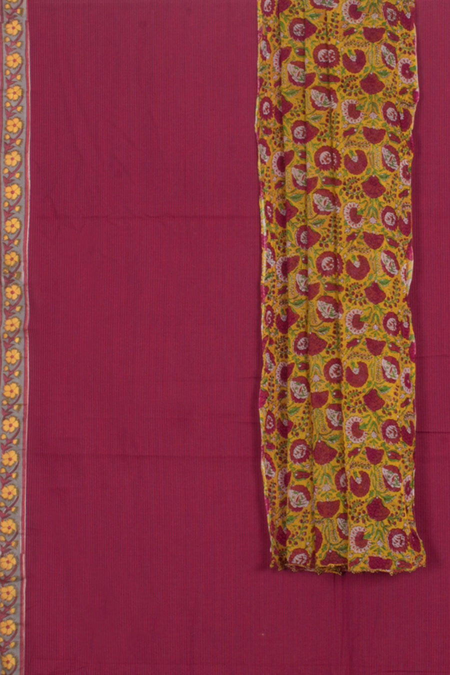 Handloom South Cotton 2-Piece Salwar Suit Material with Printed Chiffon Dupatta
