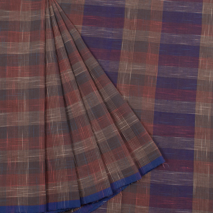 Handloom Cotton Saree with Multicolour Checks Design