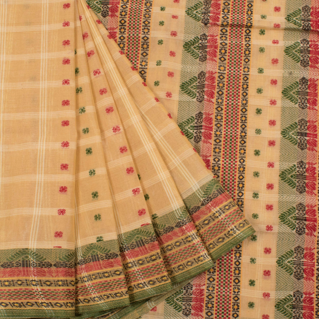 Handloom Assam Cotton Saree with Floral Motifs 