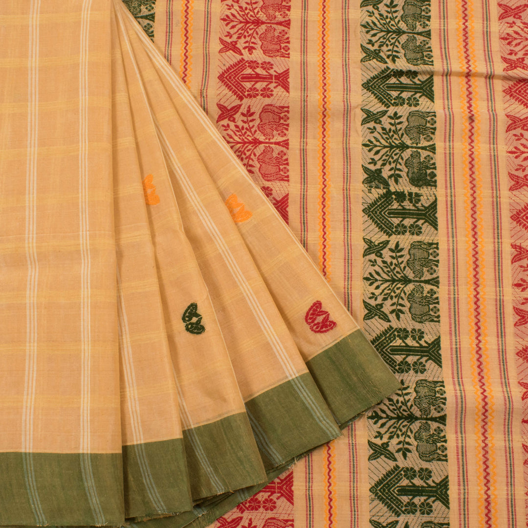 Handloom Assam Cotton Saree with Kaziranga Motifs