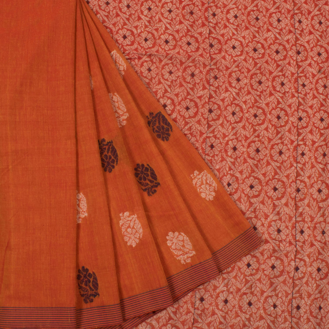 Handloom Assam Cotton Saree with Floral Motifs 