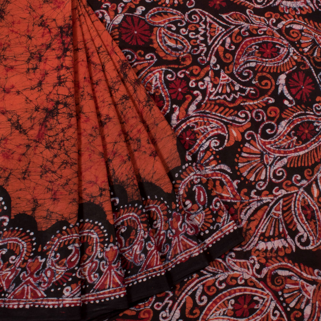 Batik Printed Cotton Saree 10057246