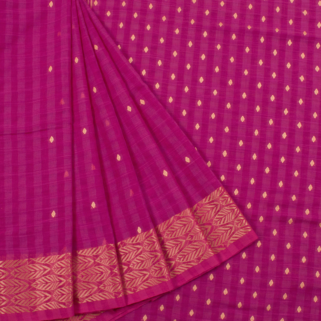 Handloom Bengal Jamdani Cotton Saree with Diamond Motifs and Jacquard Border