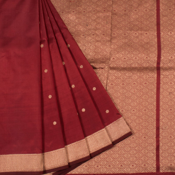 Handloom Banarasi Kadhwa Katan Silk Saree with Floral Motifs and Honeycomb Border
