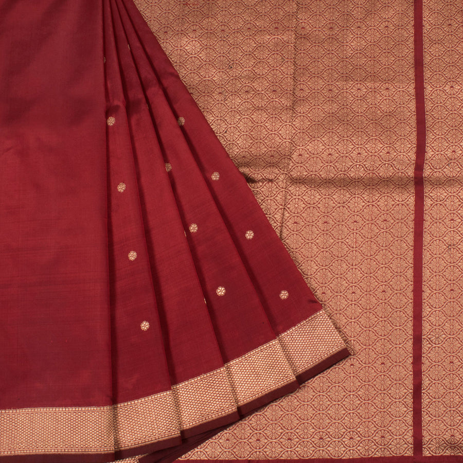 Handloom Banarasi Kadhwa Katan Silk Saree with Floral Motifs and Honeycomb Border