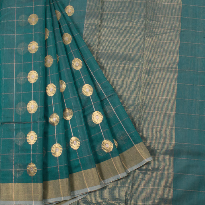 Handloom Chanderi Silk Cotton Saree with Checks Design and Sona Chaandi Motifs