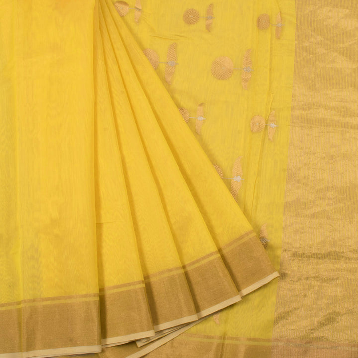 Handloom Chanderi Silk Cotton Saree with Sona Chaandi Floral Motifs Pallu
