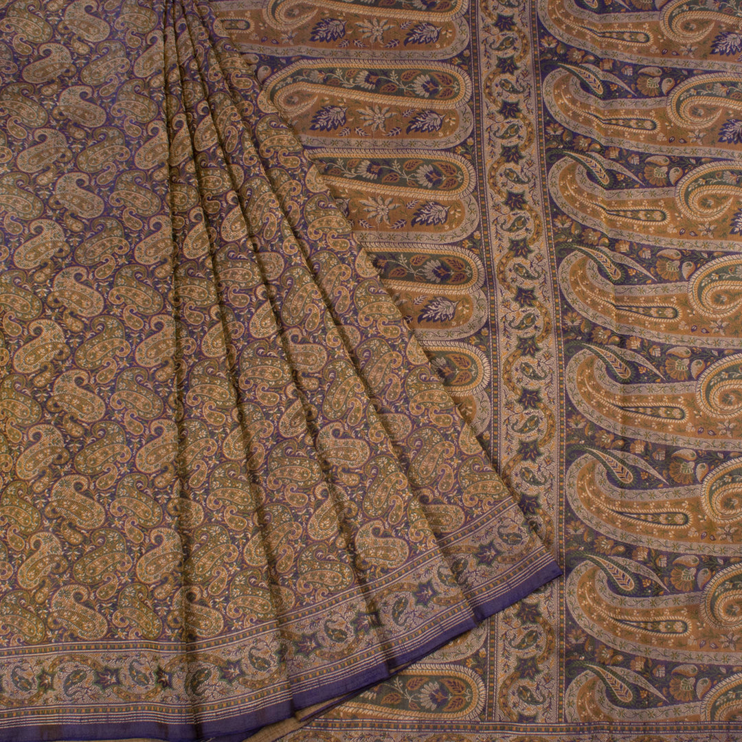 Handloom Banarasi Jamawar Tanchoi Katan Silk Saree with Paisley Design
