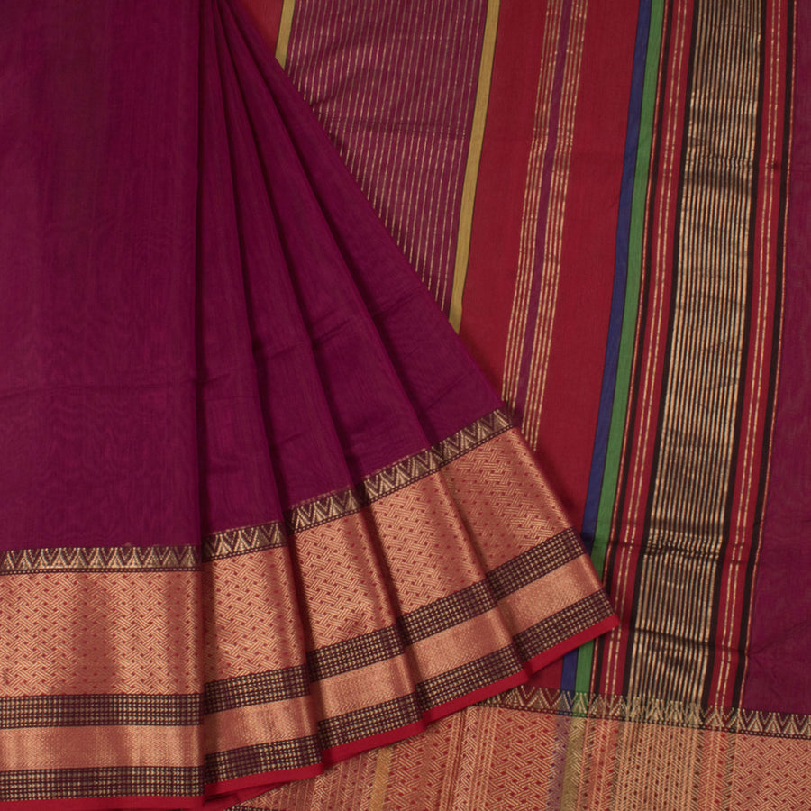 Handloom Maheshwari Silk Cotton Saree with Twill Weave Design Zari Border