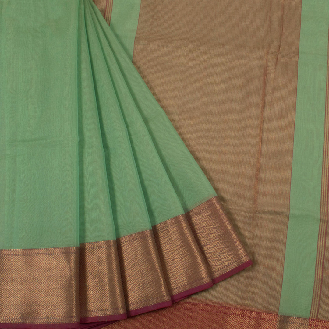 Handloom Maheshwari Tissue Silk Cotton Saree with Heera Zari Border