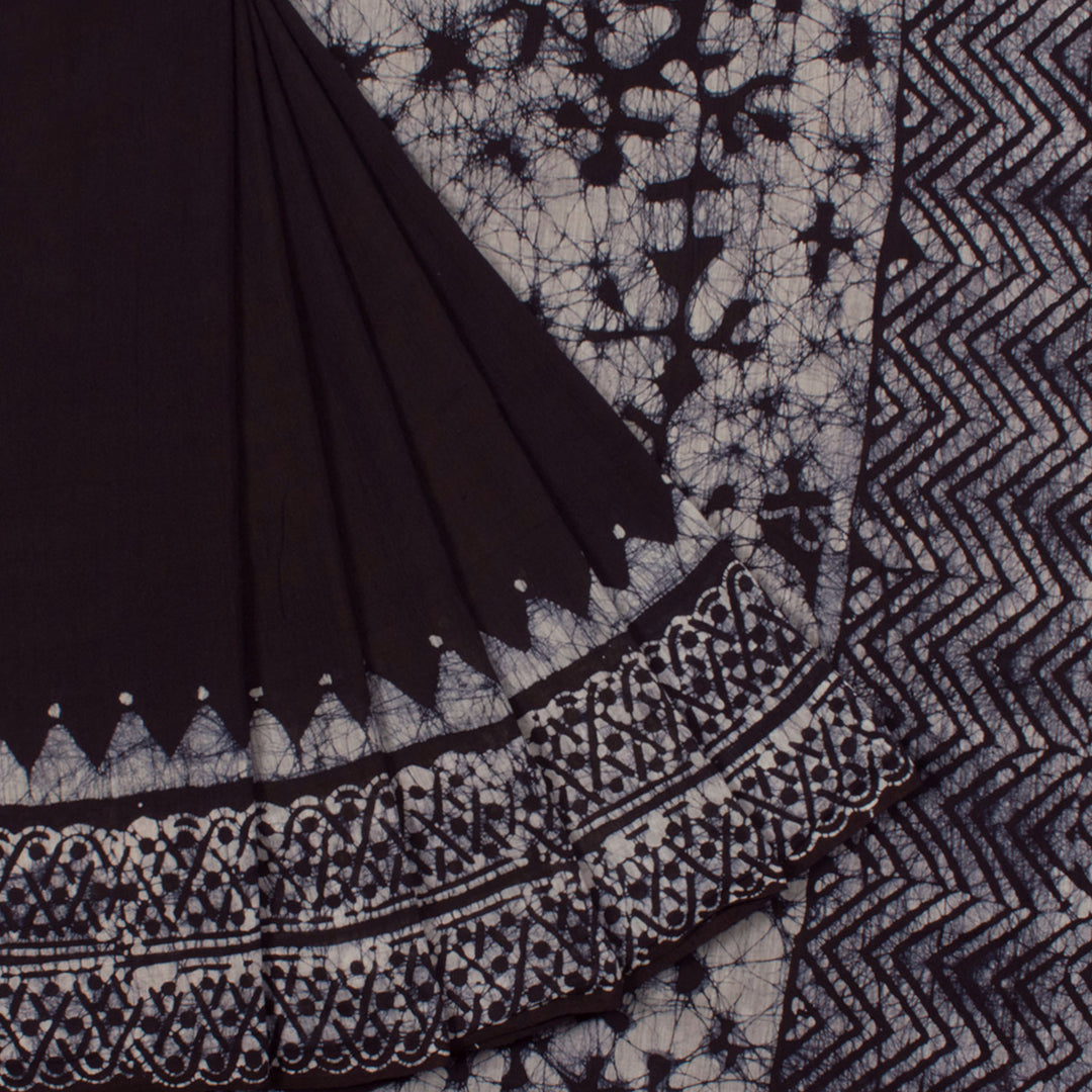 Batik Printed Silk Cotton Saree with Trellis Design Border