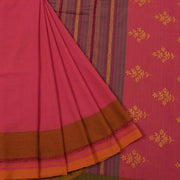 Handloom Cotton Saree with Floral Embroidered Pallu 